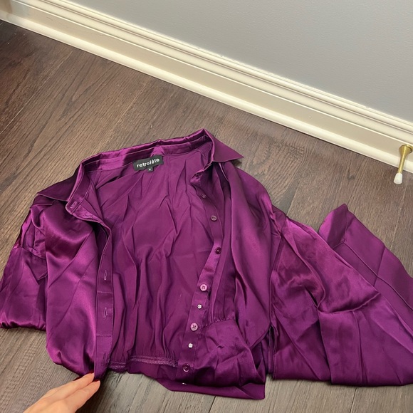 Retrofete Scottie Silk Mini Shirt Dress - Picture 14 of 15